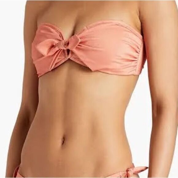 Zimmerman NWT Bow-embellished bandeau bikini top Peach Size 4 $258 - Picture 1 of 12